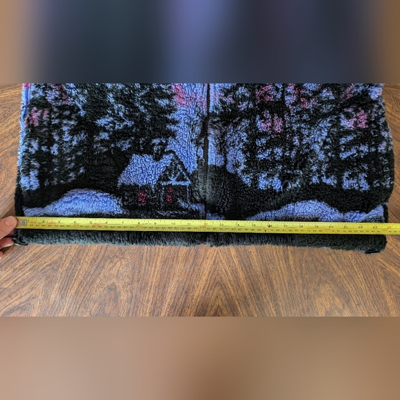 Caribou Crossings Alaska Fleece Jacket, Northern Lights Forest Scene, Size M - Picture 13 of 14